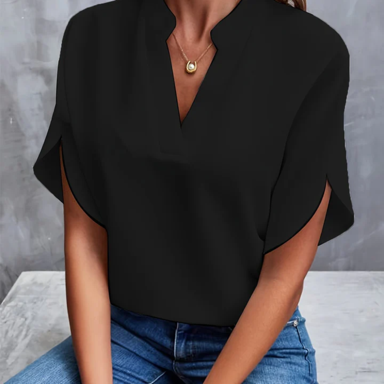 Raffinierte kurzärmelige Bluse für Frauen