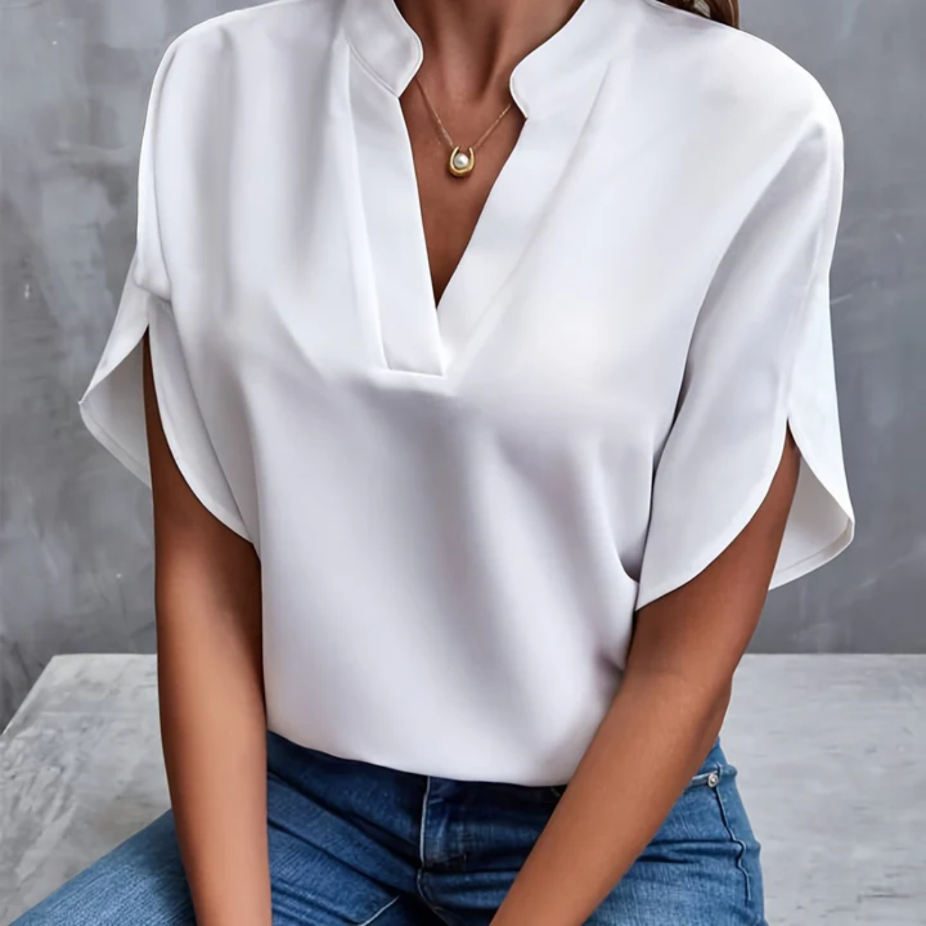 Raffinierte kurzärmelige Bluse für Frauen