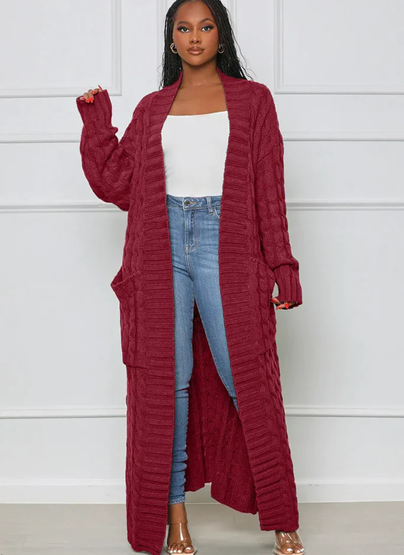 damen-ausgefallene-lange-strickjacke-cardigan
