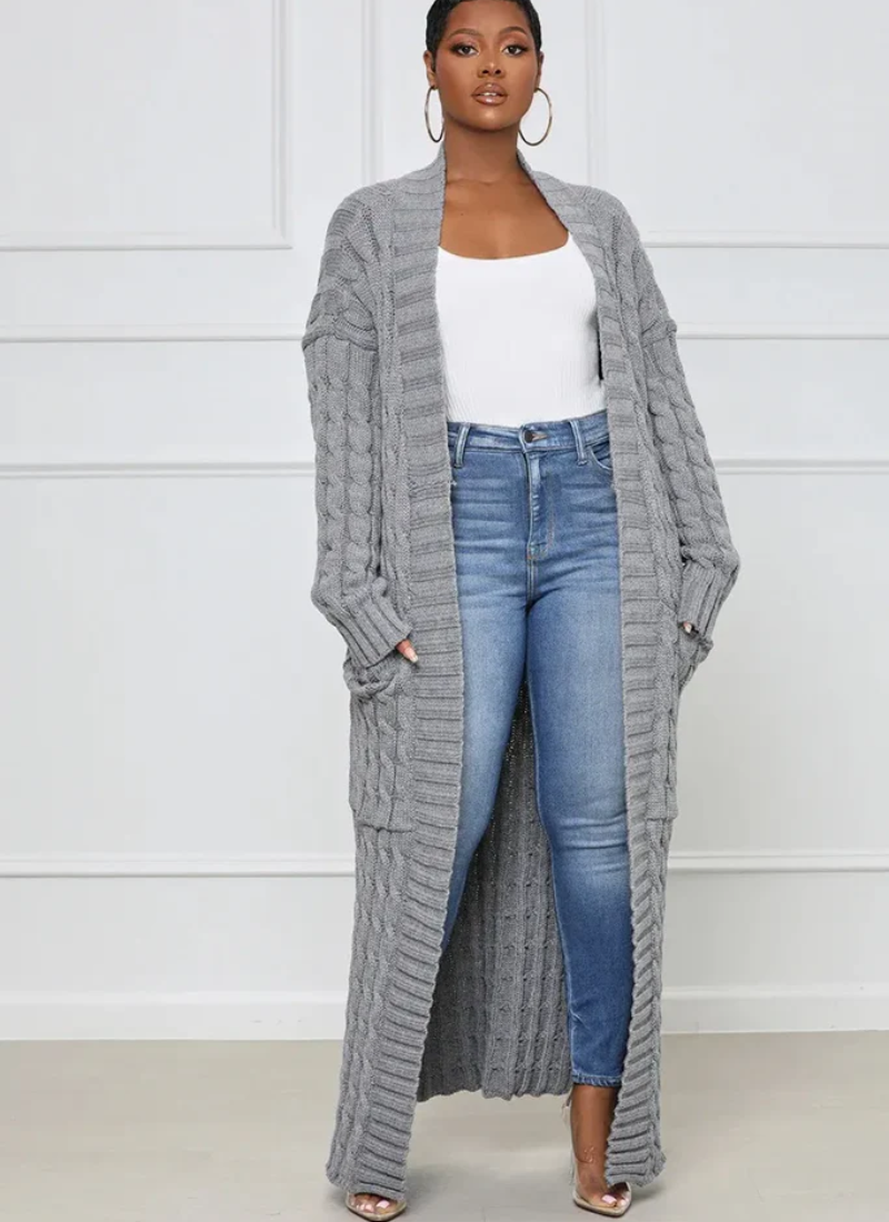 damen-ausgefallene-lange-strickjacke-cardigan