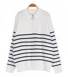 damen-gestreifter-pullover-mit-reißverschluss