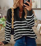 damen-gestreifter-pullover-mit-reißverschluss