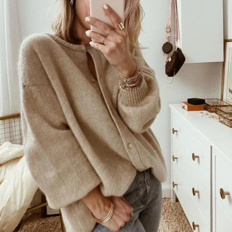 damen-kurze-strickjacke-braun