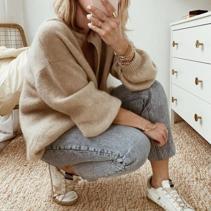 damen-kurze-strickjacke-braun