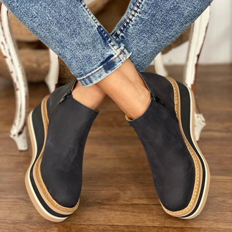 damen-plateau-stiefeletten-schwarz