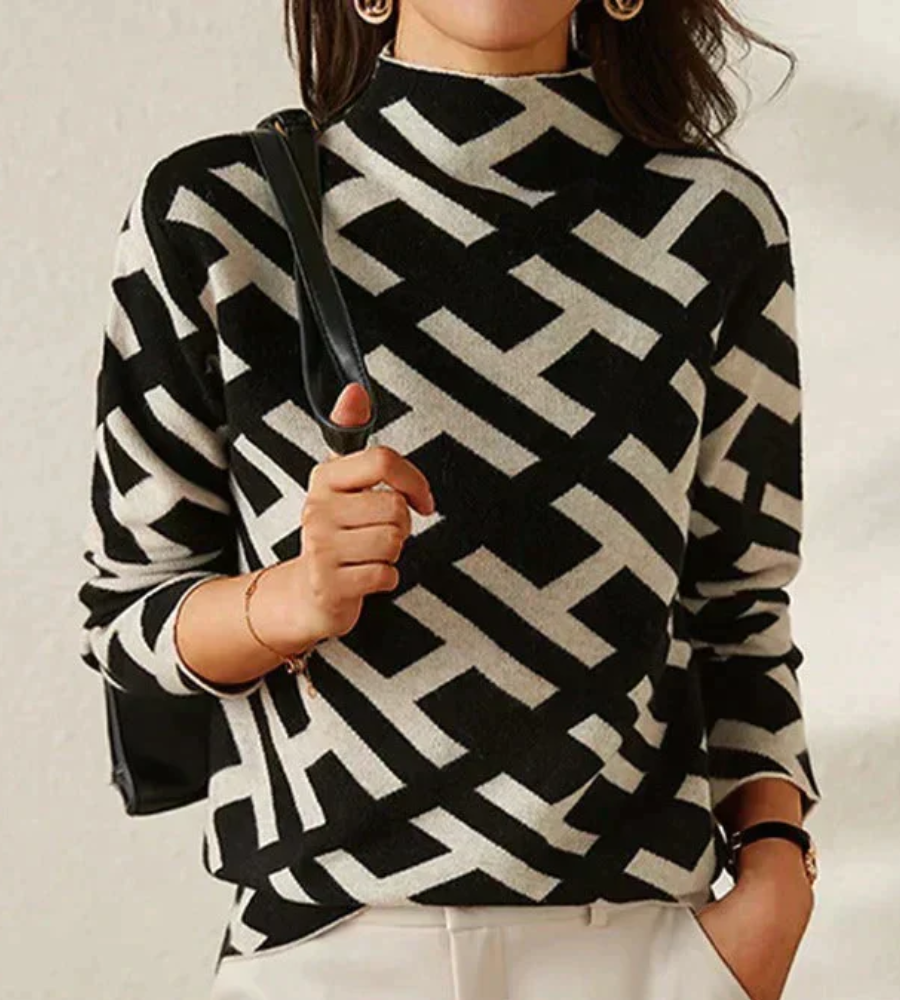 damen-schwarz-pullover-stehkragen