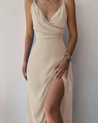 damen-v-ausschnitt-partykleid-elegant-beige